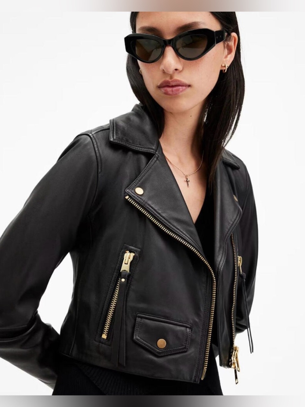 ALL SAINTS Elora leather biker jacket size 12